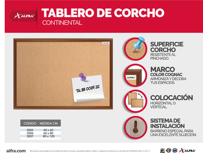 Mesa De Corcho Continental 40 x 60 cm | Alfa 3005