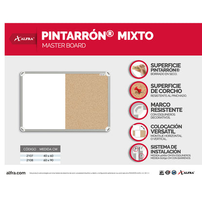 Tablero Mixto Masterboard 40 x 60 cm | Alfra 2107