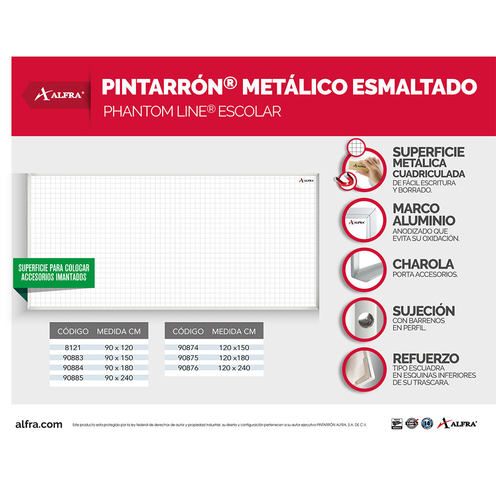 Pintarrón Phantom Line 90 x 120 cm | Alfra 8121