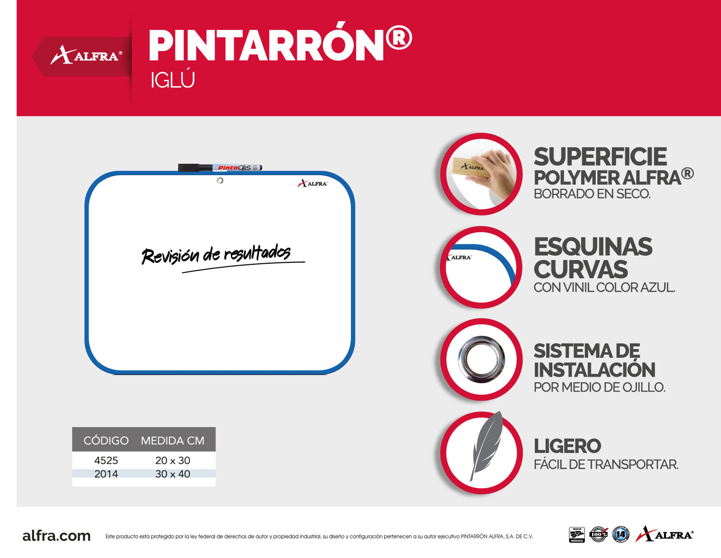 Pintarrón Iglú 20 x 30 cm | Alfa 4525