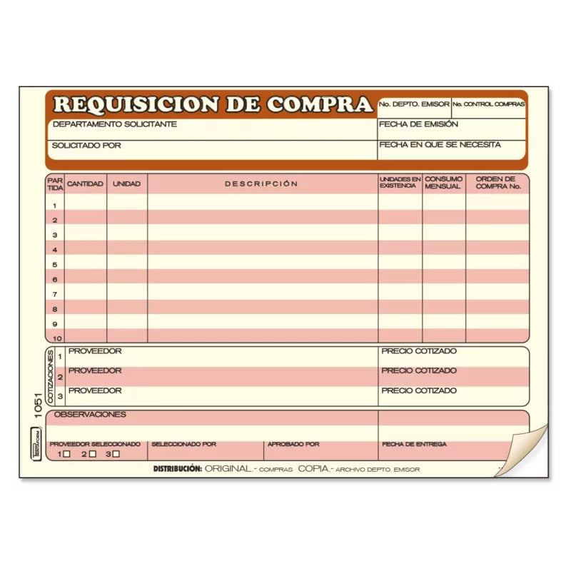 Requisicion de Compra C/25 juegos | Printaform 1051