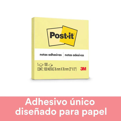 Notas Adhesivas 654 Amarillas 3x3" con 100H | Post-it MC900173196