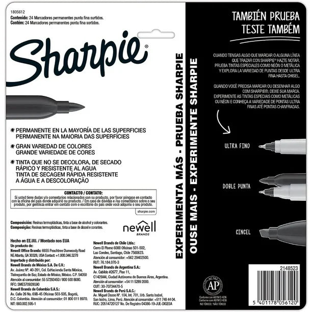 Marcadores Punto Fino Surtidos con 24 | Sharpie 1805612