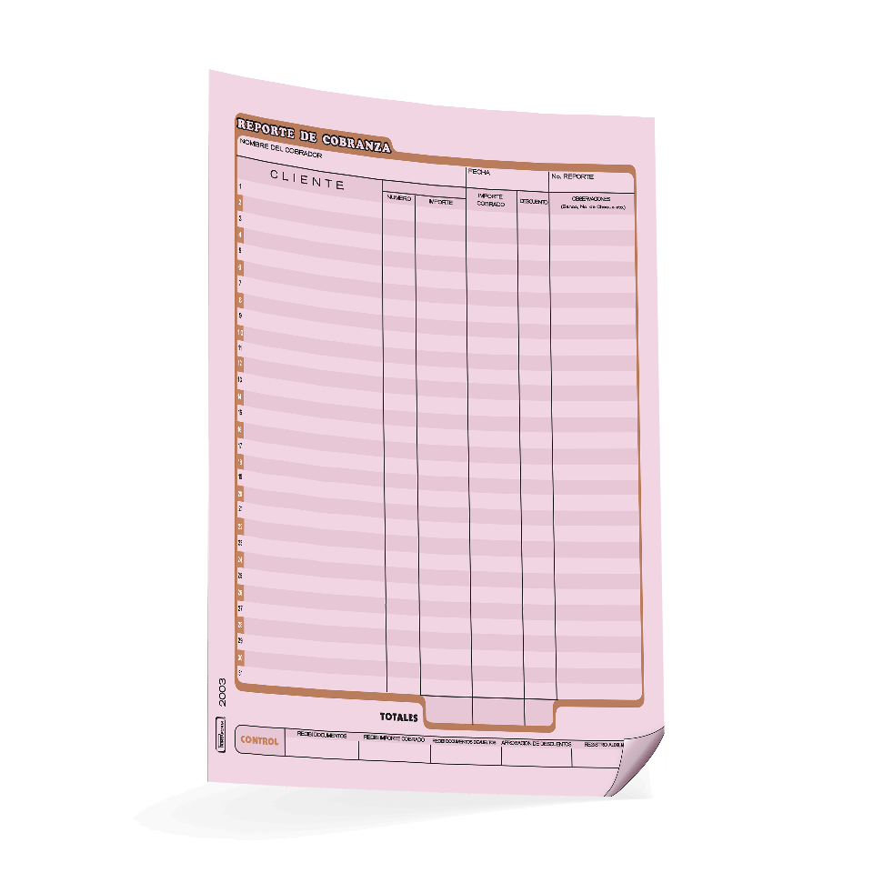 Reporte de Cobranza C/25 juegos | Printaform 2003