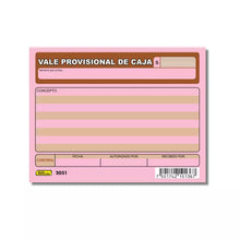 VALE PROVISIONAL DE CAJA BLOCK DE 50 HOJAS - PRINTAFORM 2051