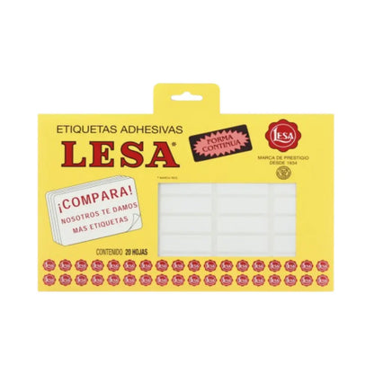 Etiqueta Adhesiva #6 (38 x 13 mm) 12 Hojas con 45 (540) |  LESA