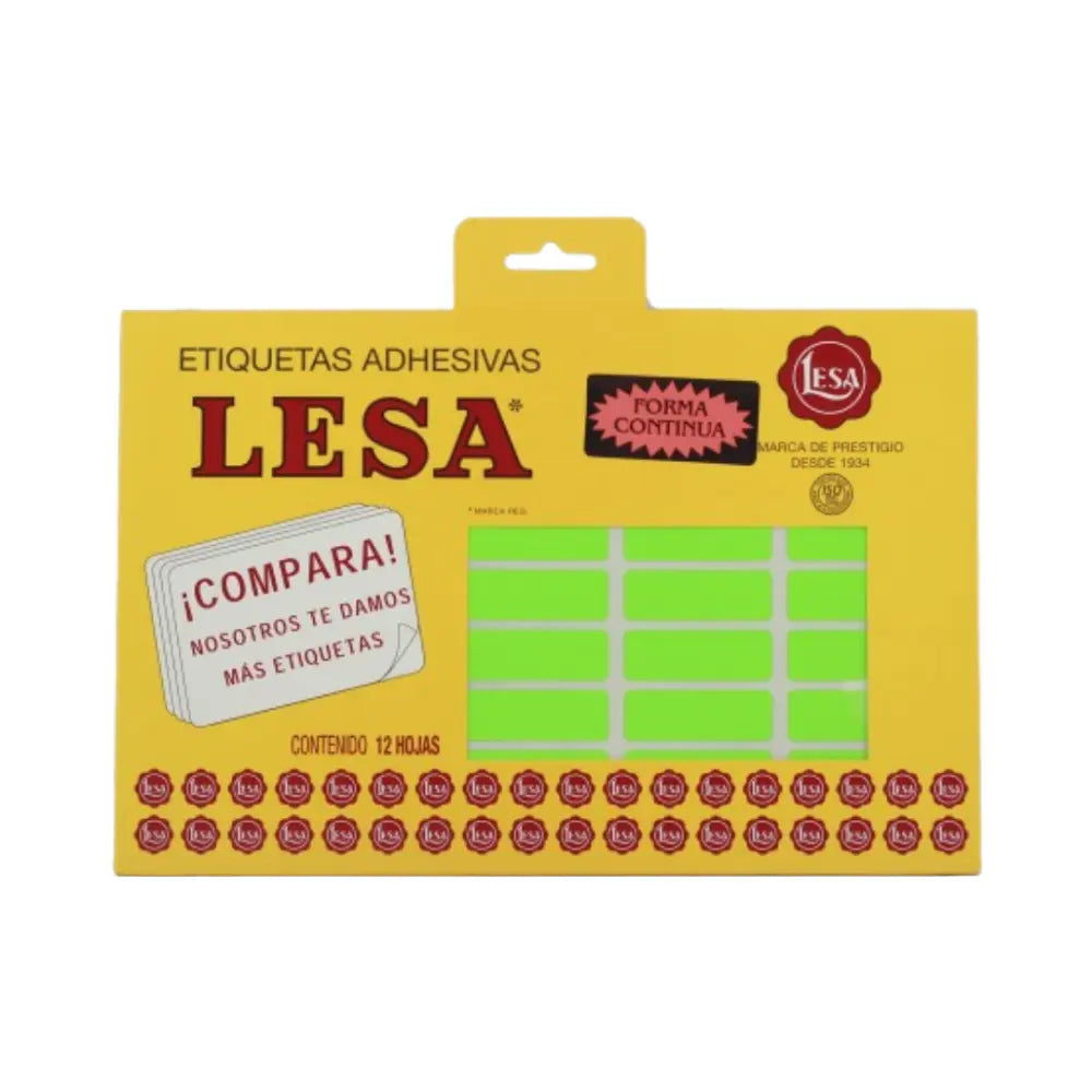 Etiqueta Adhesiva #6 (38 x 13 mm) 12 Hojas con 45 (540) |  LESA