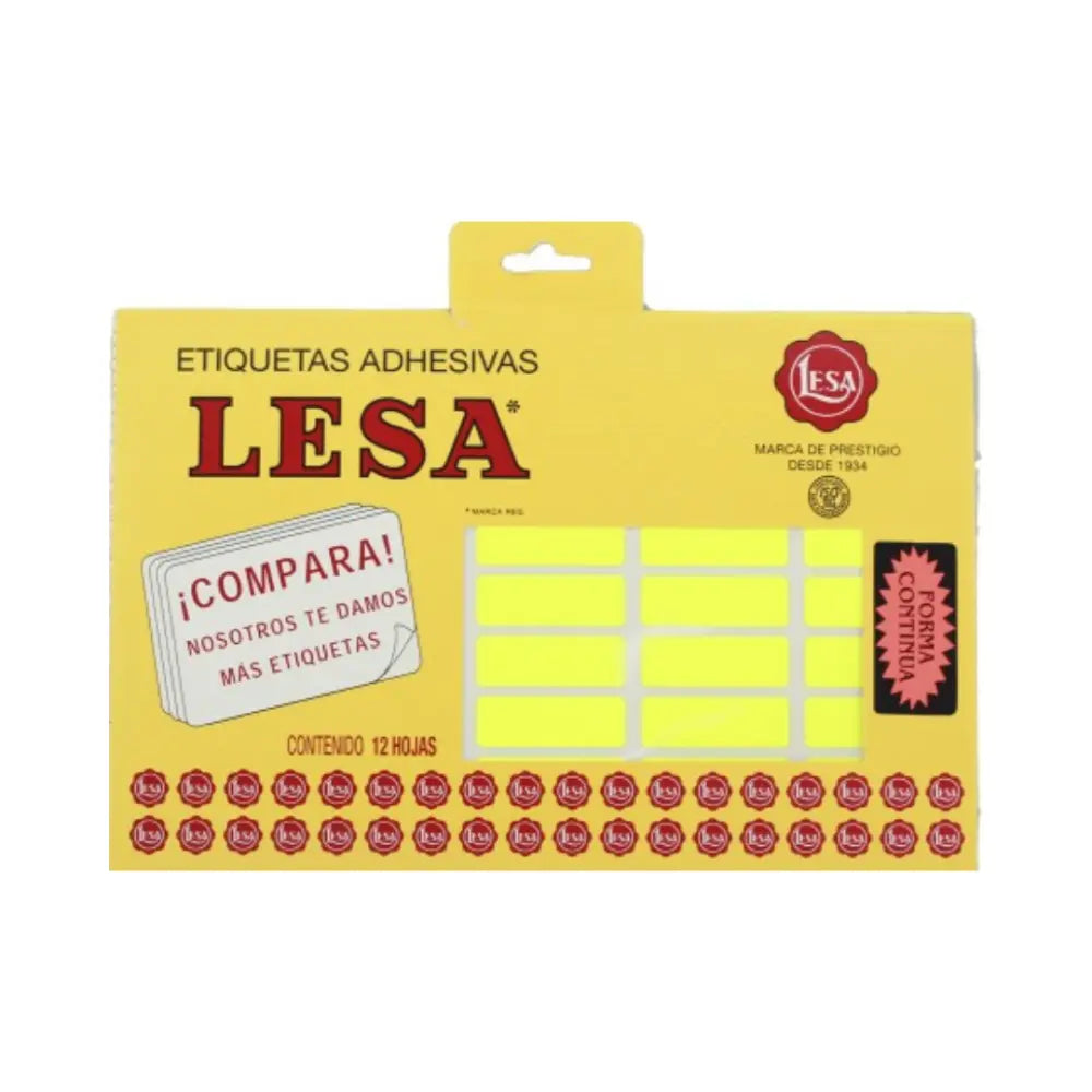 Etiqueta Adhesiva #6 (38 x 13 mm) 12 Hojas con 45 (540) |  LESA