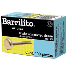 Broche Latonado Tipo Aleman 25 mm Caja con 100 | Barrilito BLT25