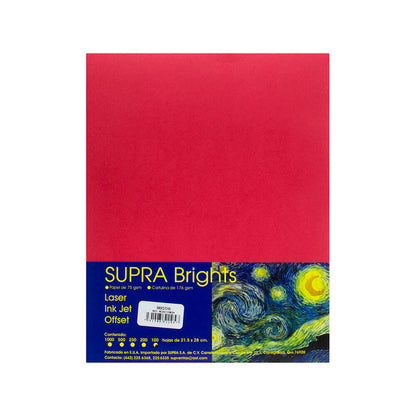 Papel Brights Carta Rojo Cereza C/100 | Supra 47-1608