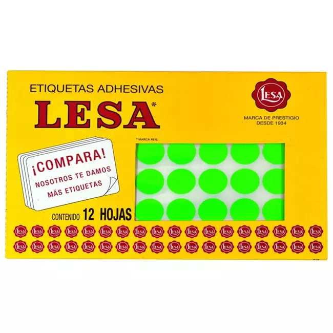 Etiqueta 9 20 Mm Verde 12 Hojas Con 60 Lesa 2 509Ve