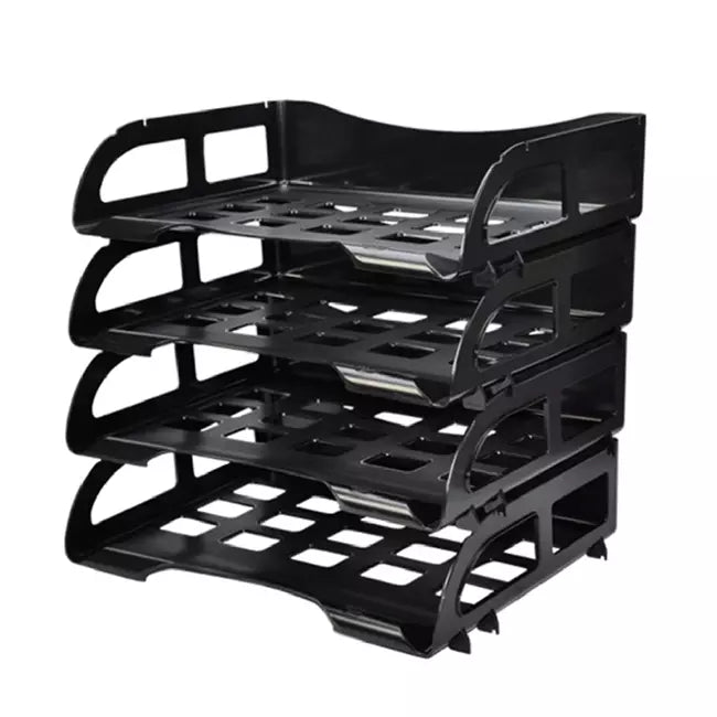 Charola Lateral Oficio 4 Niveles Plastico Negro Sablon 2840