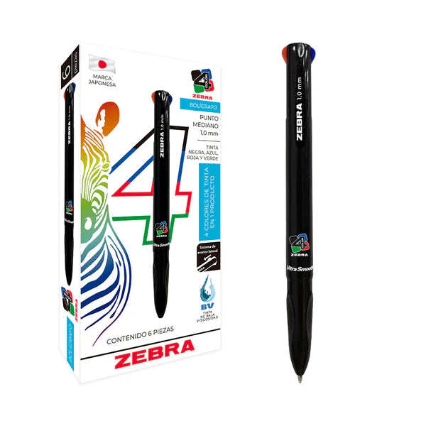 Bolígrafo Retráctil Multifuncional C/4 Colores | Zebra 709-STOMDC006