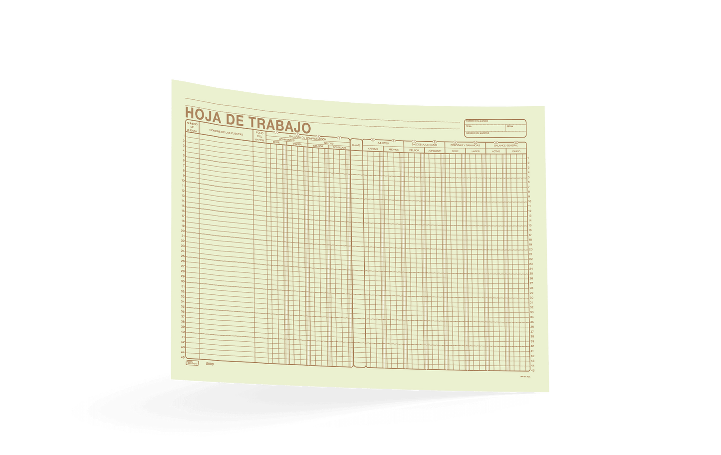 Hoja de trabajo C/50 | Printaform 5009