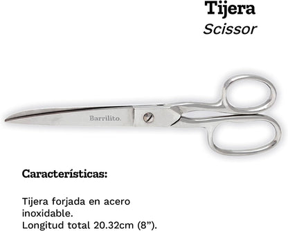 Tijera Forjada Ergonómica Ojo Grande 20.3 cm (8 in) | Barrilito 8341-8CN