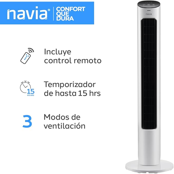 Ventilador de Torre 42" 3 Velocidades | Navia VTN-002