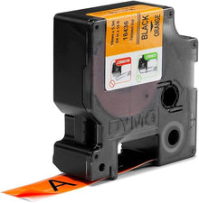 Cinta para Rotulador Rhino Vinyl 3/4 in 19 mm x 5.5 m Negro/Naranja | Dymo 18436
