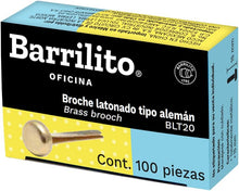 Broche Latonado Tipo Aleman 20 mm Caja con 100 | Barrilito BLT20