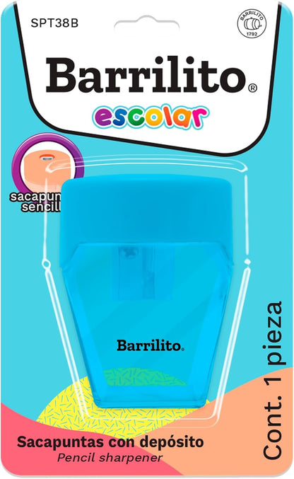 Sacapuntas Sencillo con Deposito y Tapa | Barrilito SPT38