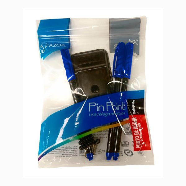 Boligrafo Pin Point Holder Fino Azul con 3 | Azor 6806AZ