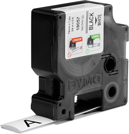 Cinta para Rotulador Rhino Termo 3/4 in 19 mm x 1.52 m Blanco/Negro | Dymo 18057