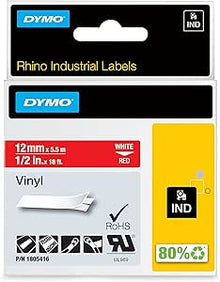 Cinta para Rotulador Rhino Vinyl 1/2" 12 mm x 5.5 m Negro/Rojo | Dymo 1805416