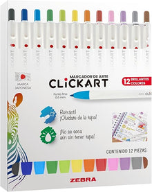 Marcador Retráctil Clickart con 12 | Zebra 4019-76