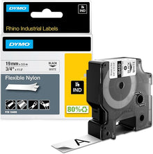 Cinta para Rotulador Rhino Nylon 3/4 in 19 mm x 3.5 m Negro/Blanco| Dymo 18489