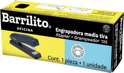 Engrapadora Media Tira Plástica Negra | Barrilito 125