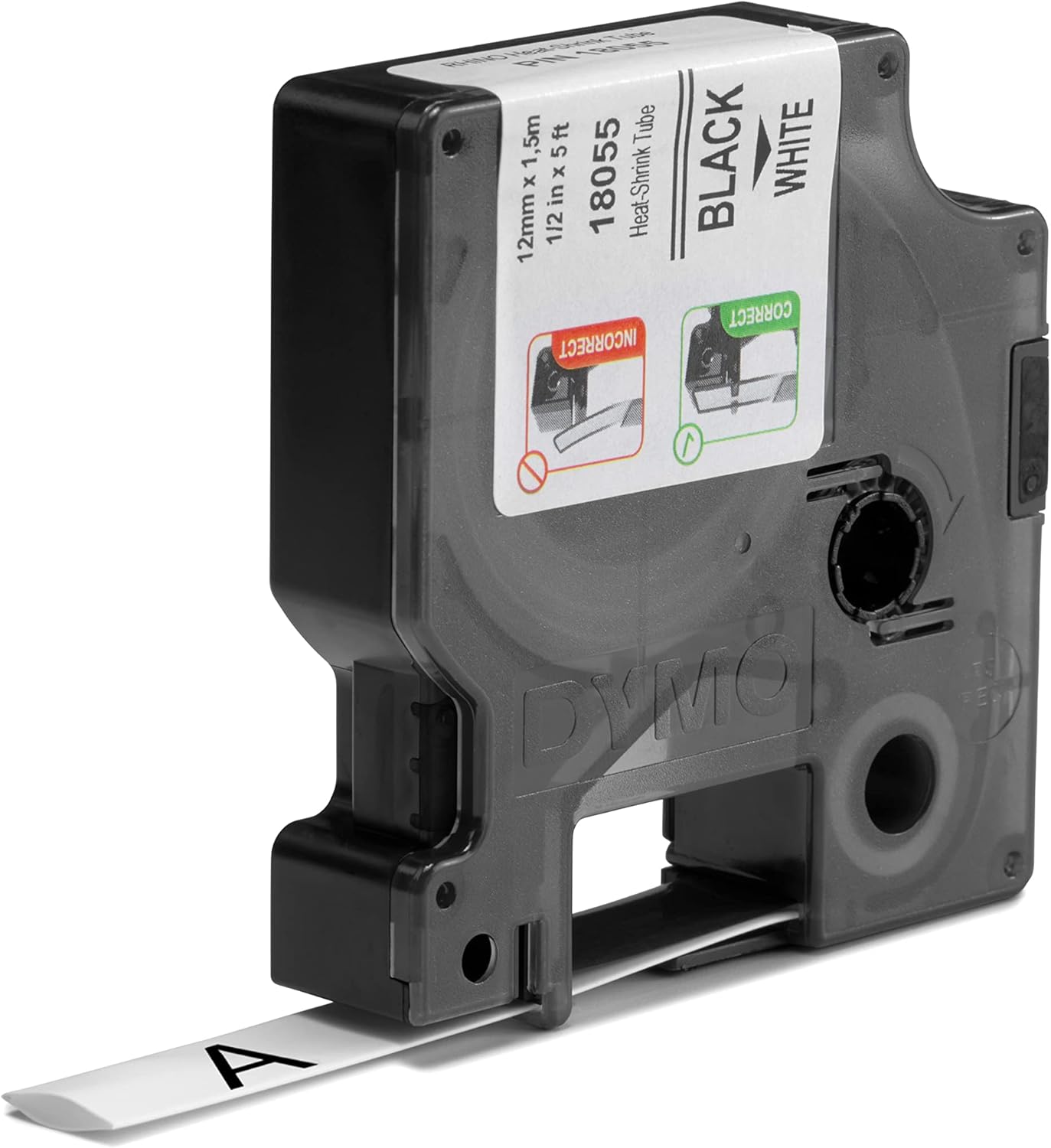 Cinta para Rotulador Rhino Termo 1/2" 12 mm x 1.52 m Negro/Blanco | Dymo 18055