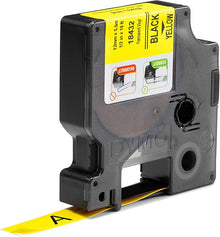 Cinta para Rotulador Rhino Vinyl 1/2" 12 mm x 5.5 m Negro/Amarillo | Dymo 18432