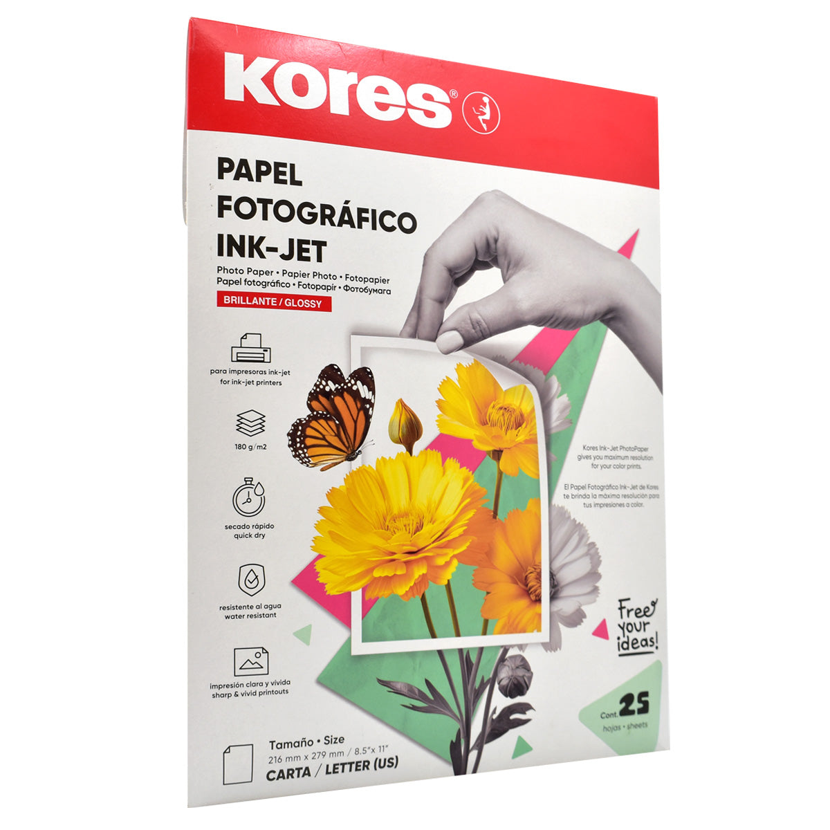 Papel Fotográfico Ink-jet Brillante Carta C/25 | Kores 73501