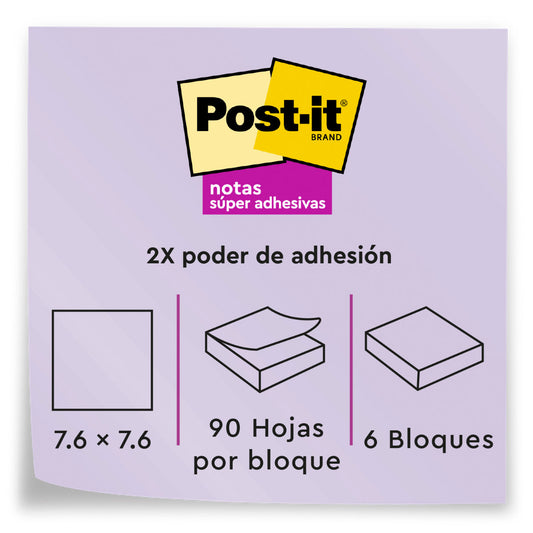 Notas Súper Adhesivas Pop Up Colección Miami 76 x 76 mm | Post-It 70007053245