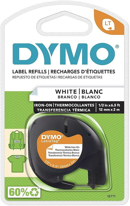 Cinta LetraTag Iron-on 12 mm x 2 m Blanca | Dymo 18771