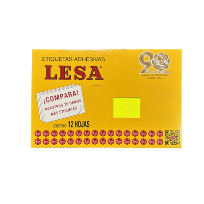 Etiqueta Adhesiva #20 (102 x 20 mm) 12 Hojas con 14 (168) | Lesa 2-520