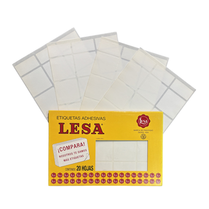 Etiqueta Adhesiva #23 (44 x 44 mm) Blanca 20 Hojas con 12 (240) | Lesa 2-523BL