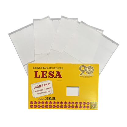 Etiqueta Adhesiva #20 (102 x 20 mm) 12 Hojas con 14 (168) | Lesa 2-520