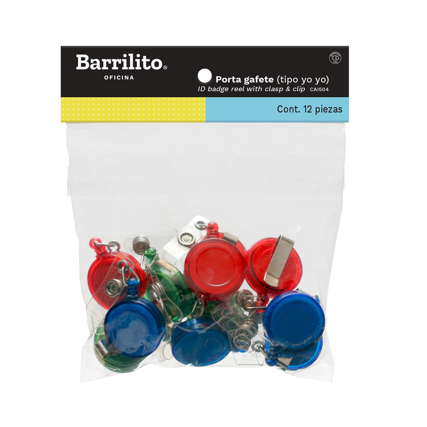 Broche para Gafete Retractil Color C/12 |  Barrilito CAI504