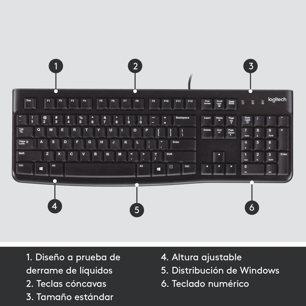 Teclado K120 Estandar Usb Negro Logitech 920 004422