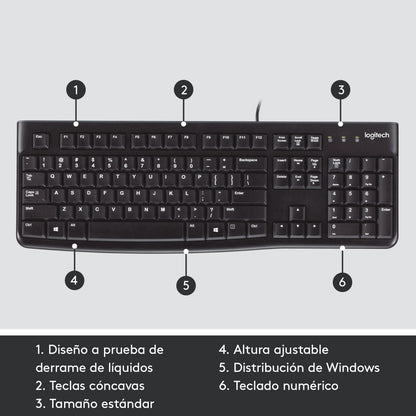 Teclado K120 Estandar Usb Negro Logitech 920 004422