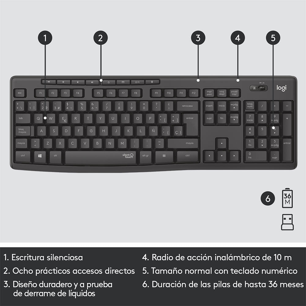 Combo Mouse y Teclado Silencioso Inalámbrico MK295  | Logitech 920-009792