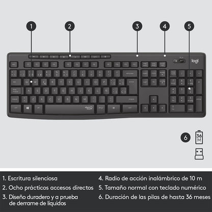 Combo Mouse y Teclado Silencioso Inalámbrico MK295  | Logitech 920-009792