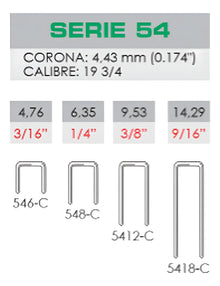 Grapa Trabajo Pesado 5412-C 9.53 mm (3/8 in) con 5040 | FIFA 0233