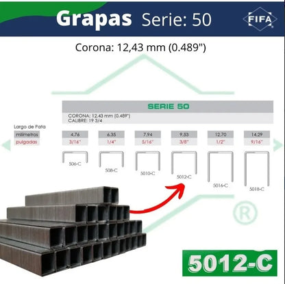 Grapa Trabajo Pesado 5012-C 9.53 mm (3/8 in)  con 5040 | FIFA 0225
