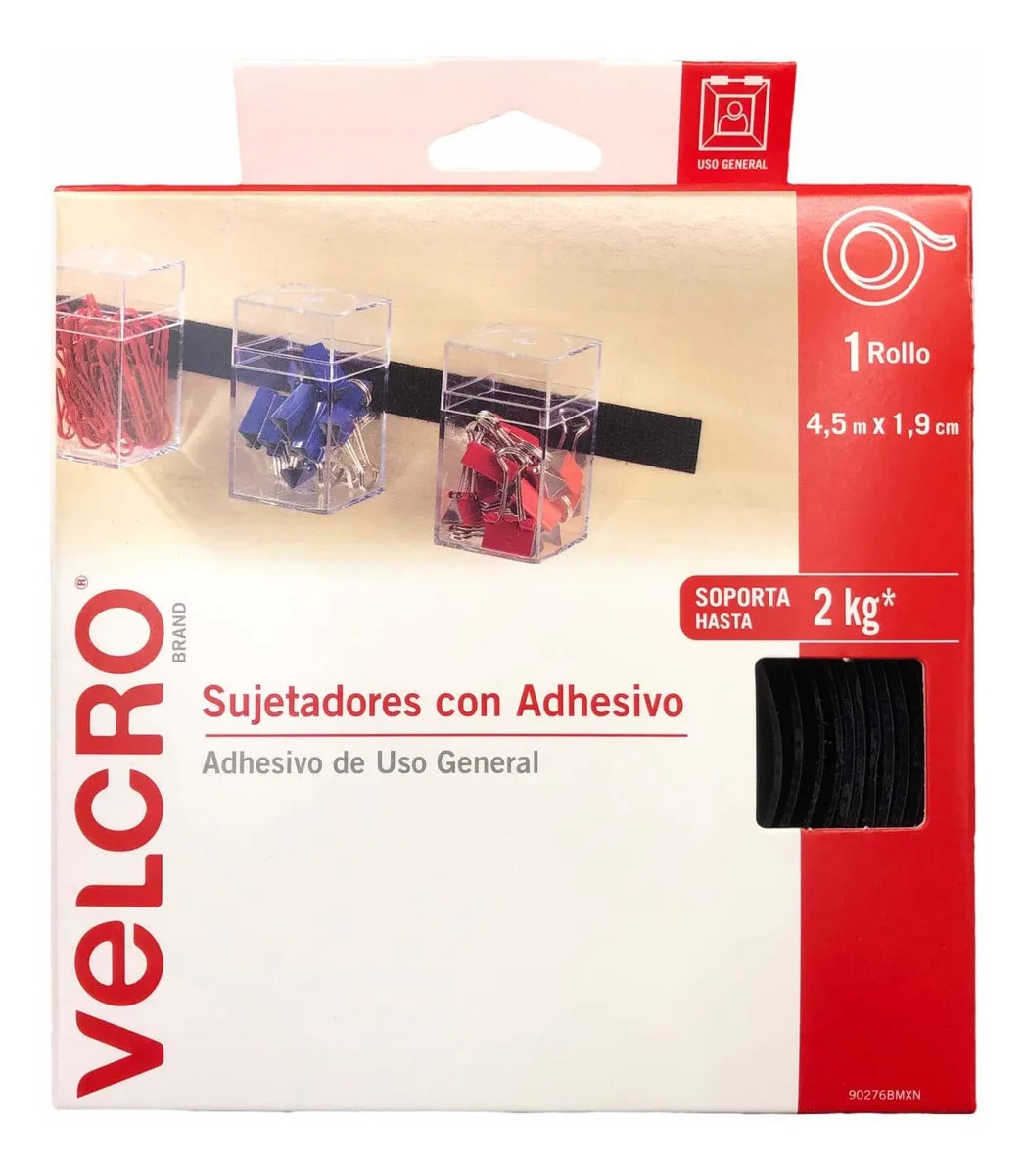 Sujetadores con Adhesivo Negro 4.5 m x 1.9 cm | Velcro 90276