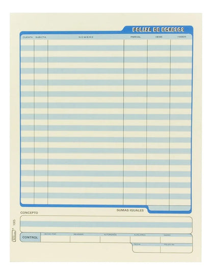 Poliza De Egresos Block De 50 Hojas - Printaform 1005