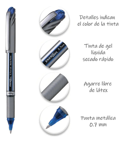 Boligrafo Energel Metal  Point Ball 0.7 Mm Azul - Pentel BL27-C