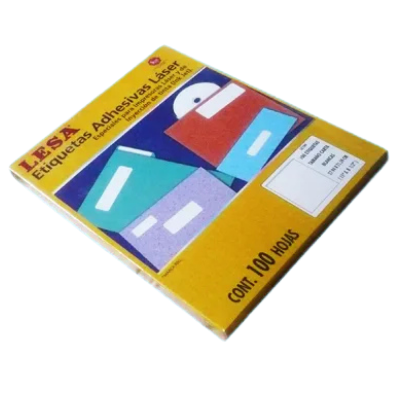 Etiqueta Adhesiva Laser/Inkjet Carta (8-1/2 x 11 in) Blanca C/100H | Lesa LC100