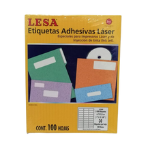 Etiqueta Adhesiva Laser/Inkjet 1 x 2-5/8 in Blanca 100 H C/30 | Lesa LC3000