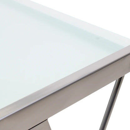 Escritorio Metálico con Cristal Templado Plata | JM-907G Mobilek
